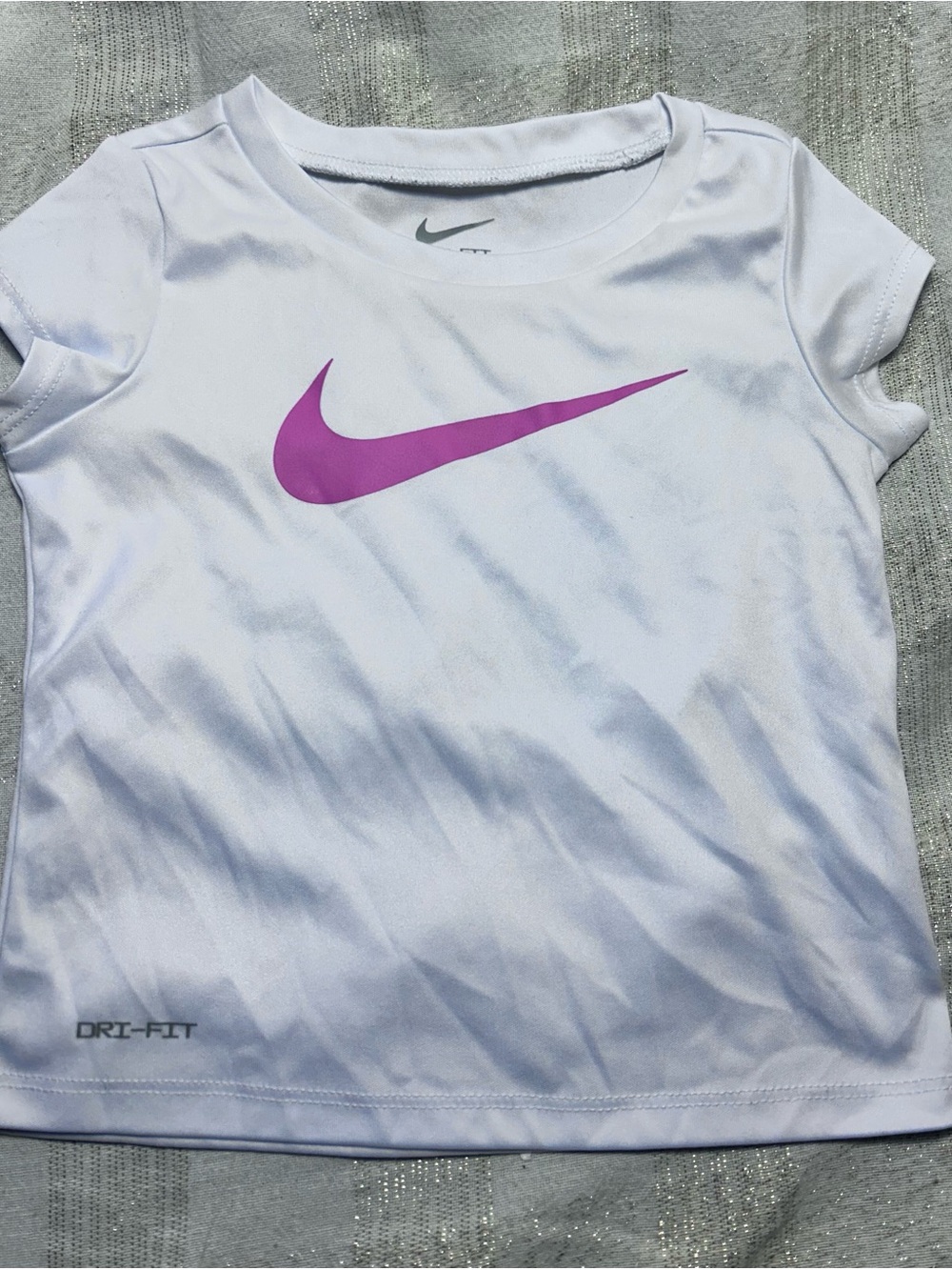 Nike White Short Sleeve Tee with Purple Swoosh